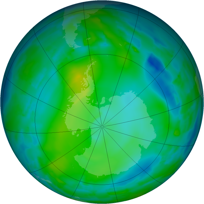 Antarctic ozone map for 06 June 2012